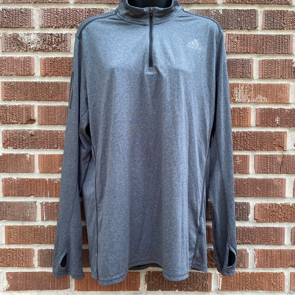 Adidas running quarter zip gray pullover Size L